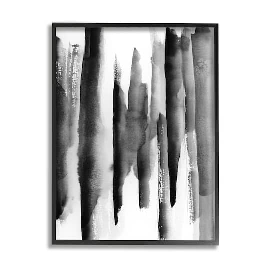 Stupell Industries Modern Black Ink Abstract Landscape Watercolor over White Framed Wall Art
